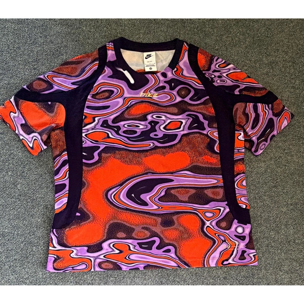 Nike Dri-FIT Men's L Crew SS Graphic F.R.O.G. Purple Orange Retro Streetwear